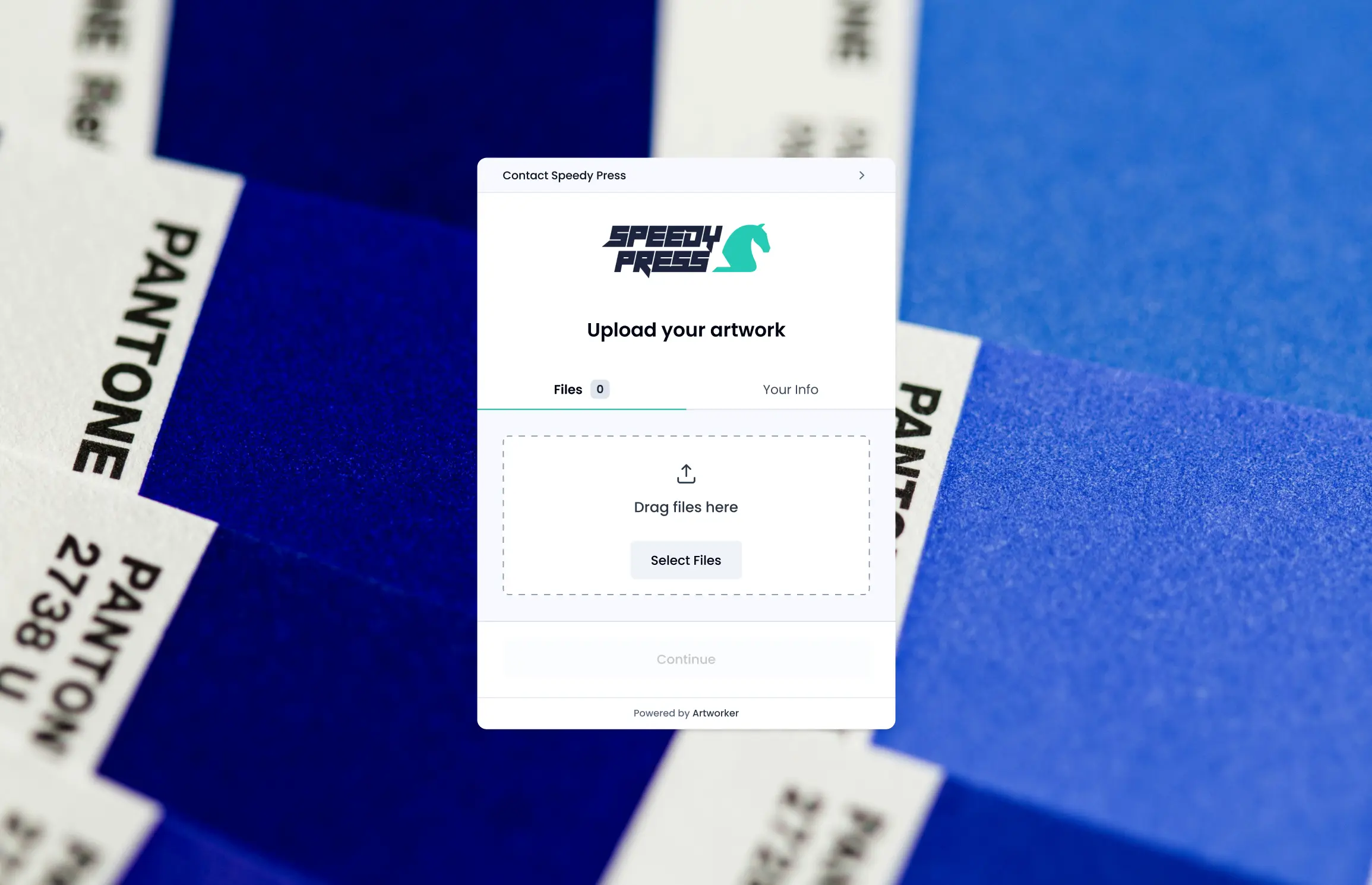 Custom file sharing page for printing companies