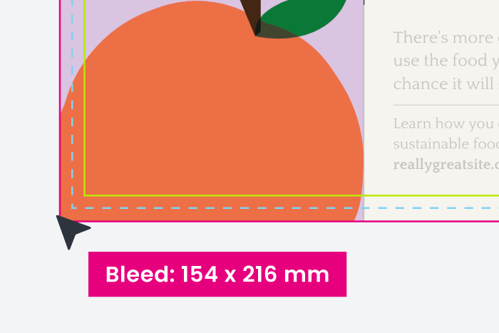 Online proof with bleed, safety, and trim shown as bounding boxes so reviewers see margins before approval